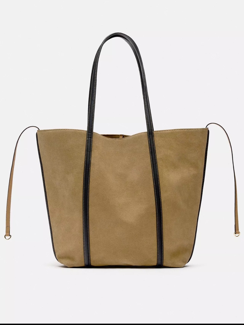 Zara Suede Tote Bag with Leather Handles - Picture 2 of 16